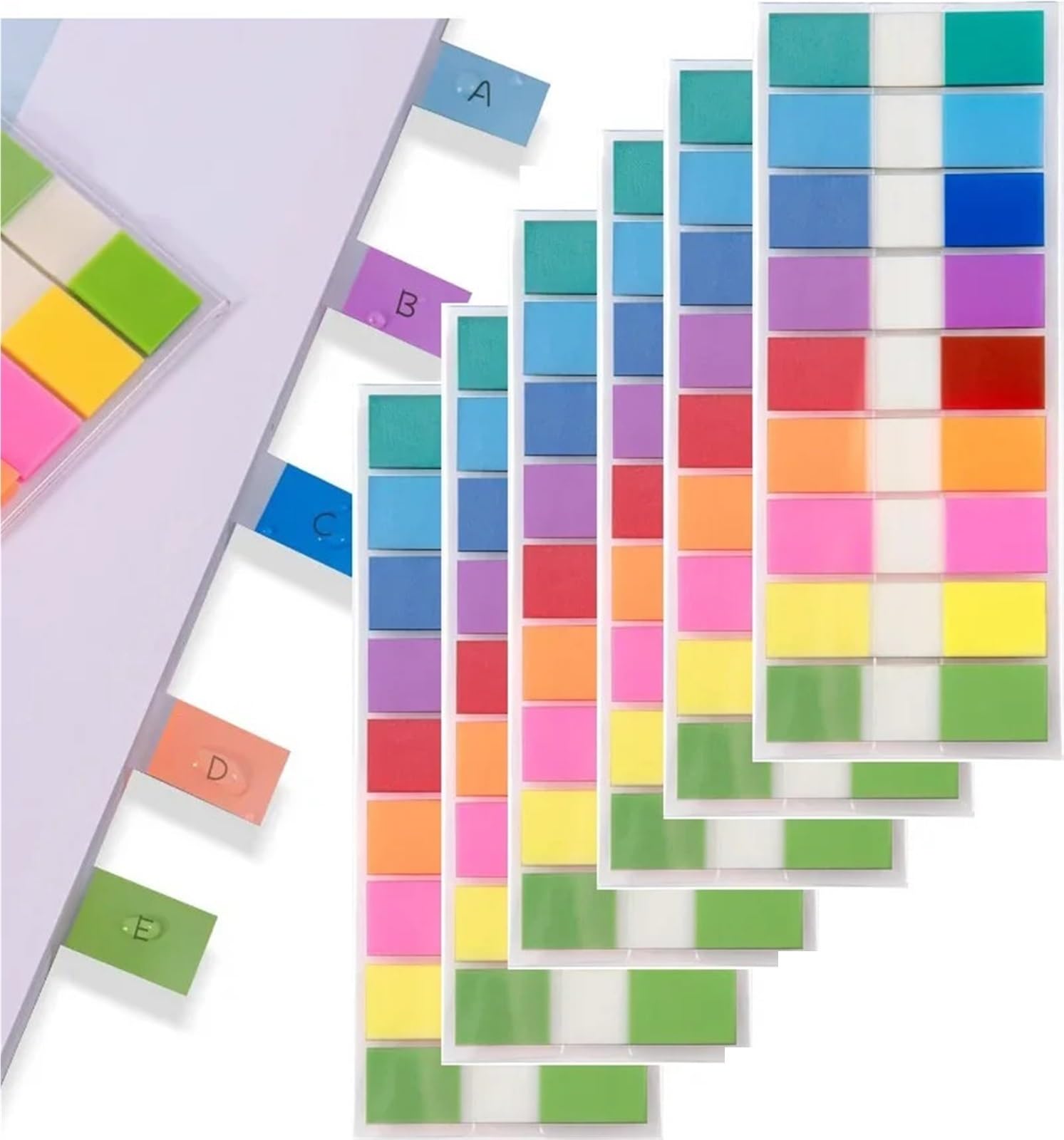 20 foglietti adesivi trasparenti colorati per indice, appunti, cancelleria, foglietti adesivi per pagine e libri