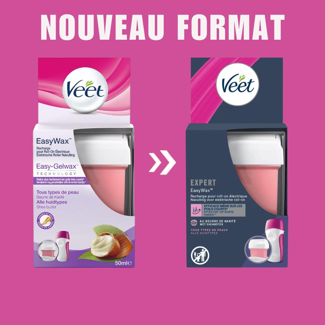 Veet - EasyWax Roll-On - Lot de 1 Appareil Roll-on - 2 recharges Bras & Jambes 50ml