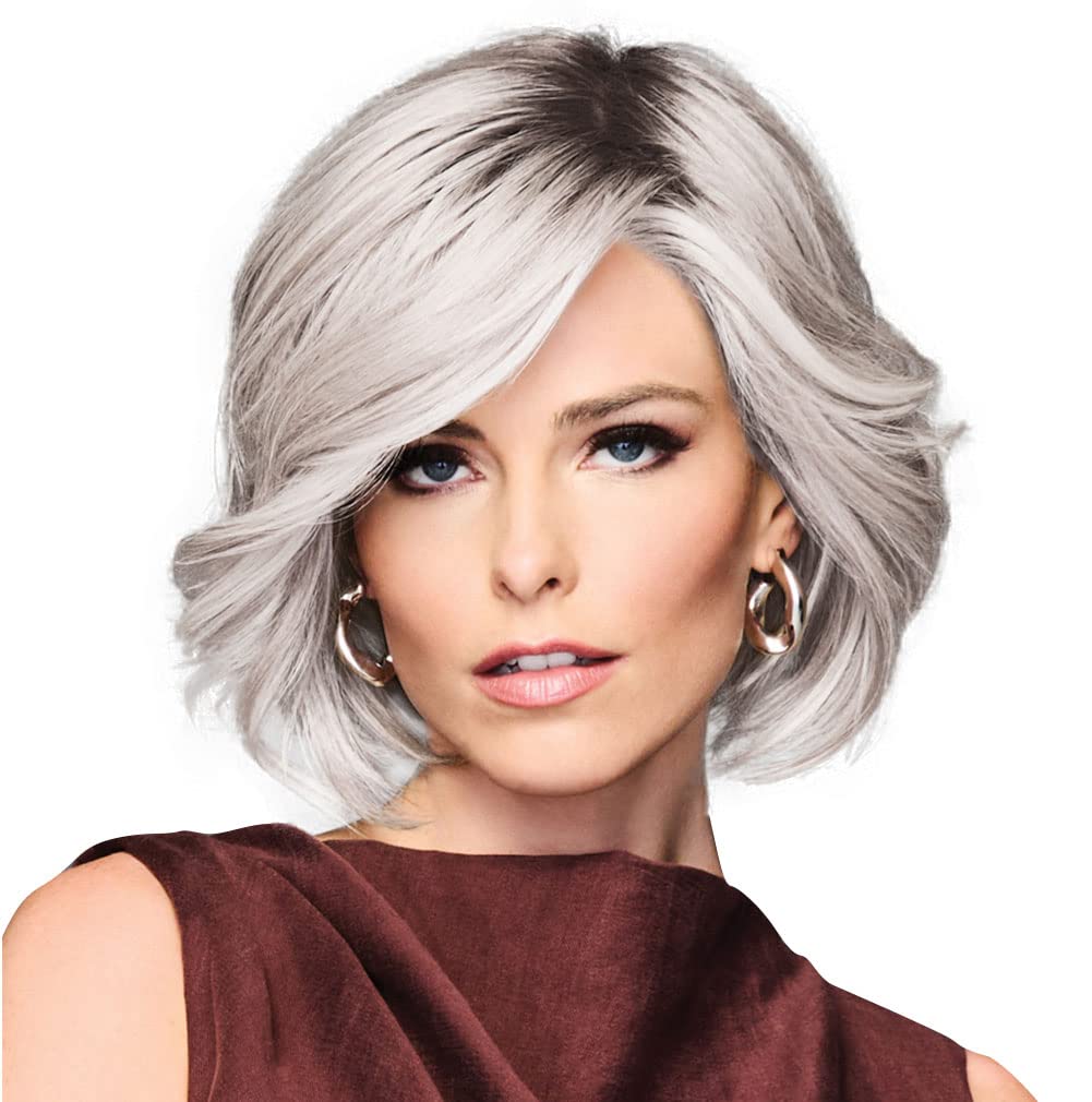 GABOR TREND ALERT Chin-Length Full Volume Bob Boy Cut Wig, Designer Series by Hairuwear, Average Cap Size, GF56-1001 Arctic White