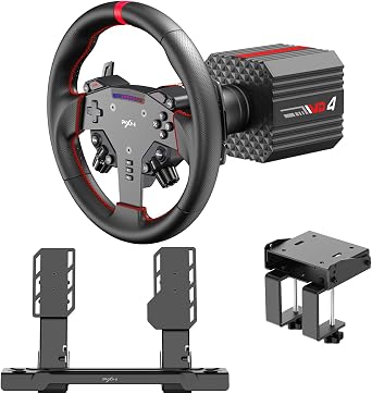 PXN VD4 Direct Drive Racing Wheel Bundle   4Nm Force Feedback Servo Motor Base with Quick Release, 11  Gming Steering Wheel, Modular Hall Effect Metal Pedals, Desk Clamp   for PC Windows 7 11