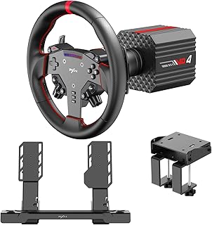 PXN VD4 Pack Volant Direct Drive – Base Servo-Moteur 4 Nm avec Retour de Force et Fixation Rapide, Volant Gaming 11”, Pédales Métal Modulaires à Effet Hall, Pince de Bureau – pour PC Windows 7 à 11