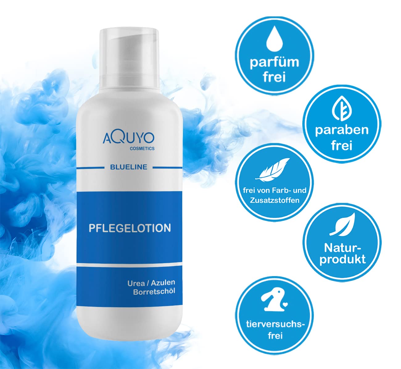 Blueline Creme Lotion zur Hautpilz, Fußpilz, Ekzem oder Neurodermitis Behandlung (3x 500ml) | Körperlotion für trockene und juckende Haut | Bodylotion bei Schuppenflechte, Hautrötungen oder Dermatitis