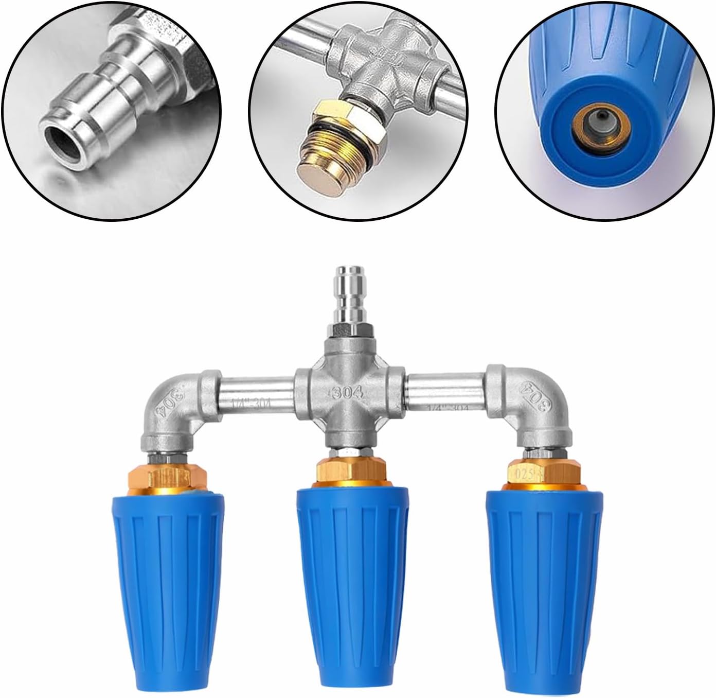 1PC Stainless Steel Pressure Washer Nozzle, 1/4 Inch Quick Connect Adjustable Spray Tip with Ceramic Core, Compact Wear-Resistant High Pressure Washer Accessory（Red）