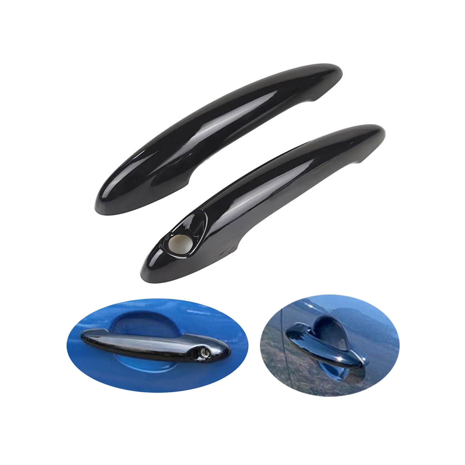 Housses Poignées Porte Mini Cooper 2001-2015 - Noir Brillant - Compatible R50 R53 R56 Etc.