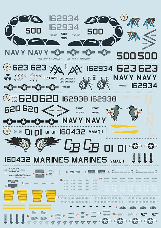 Print Scale PRS72-450 - 1/72 Grumman EA-6B Powlers Part 3 Wet Decals for Aircraft Model