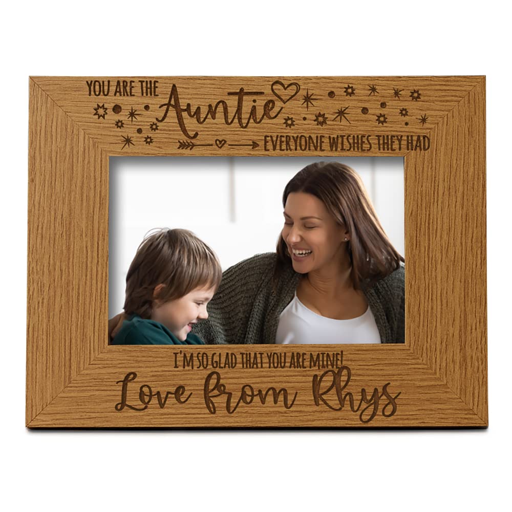 Ukgiftstoreonline Blue You Are The Auntie Photo Frame Gift Landscape Oak Wood Finish (5 X 7 Inch)