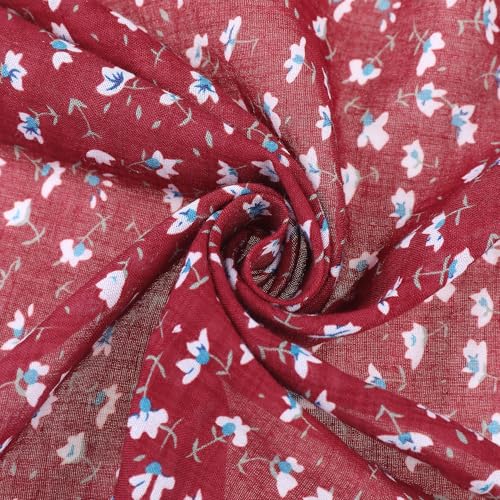 Women's Floral Printed Blended Cotton Scarves, 21.7x21.7 Small Square Flowers Headscarf Neckerchief4