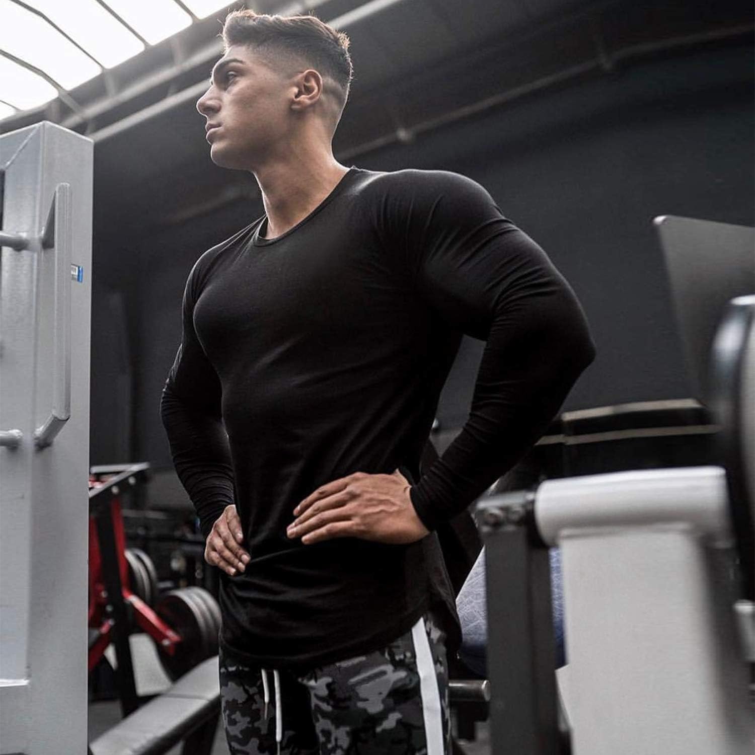 Mens Gym Workout Slim Fit Short Sleeve T-Shirt Cotton Performance Athletic Shirts Running Fitness Tee Loungewear - Image 3