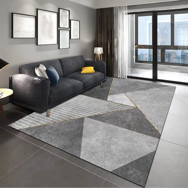Grand tapis lavable ZORZA de style abstraction géométrique aux finitions soignées