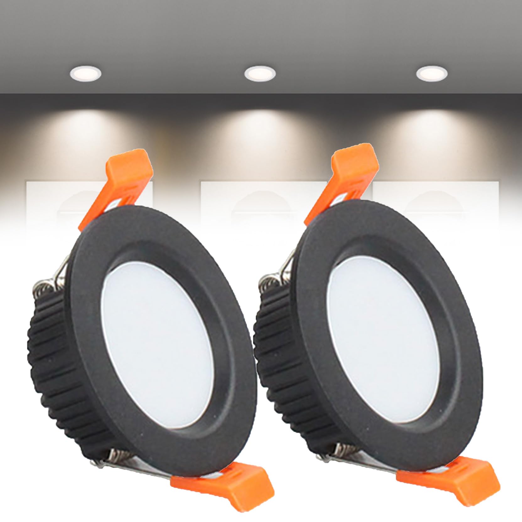 Syibelters 5W LED Recessed Ceiling Lights 100mm, Natural White 4000K 5W 240LM, Cut Φ70-75mm, AC110-240V Ultra Slim Downlights, LED Panel Light for Living Room Hallway, 2 Pack
