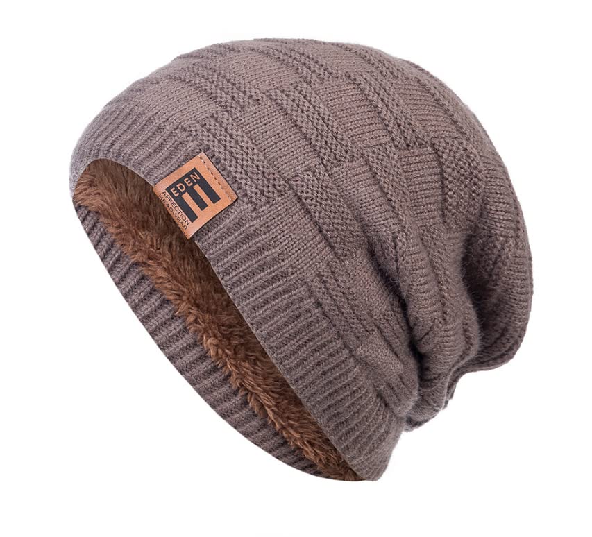 LEMITA Sombreros unisex de invierno para hombres y mujeres Gorro de esquí cálido Sombrero de algodón Escalera de celosía Hombres Mujeres Piel forrado Gorro de punto, rosso, Talla única