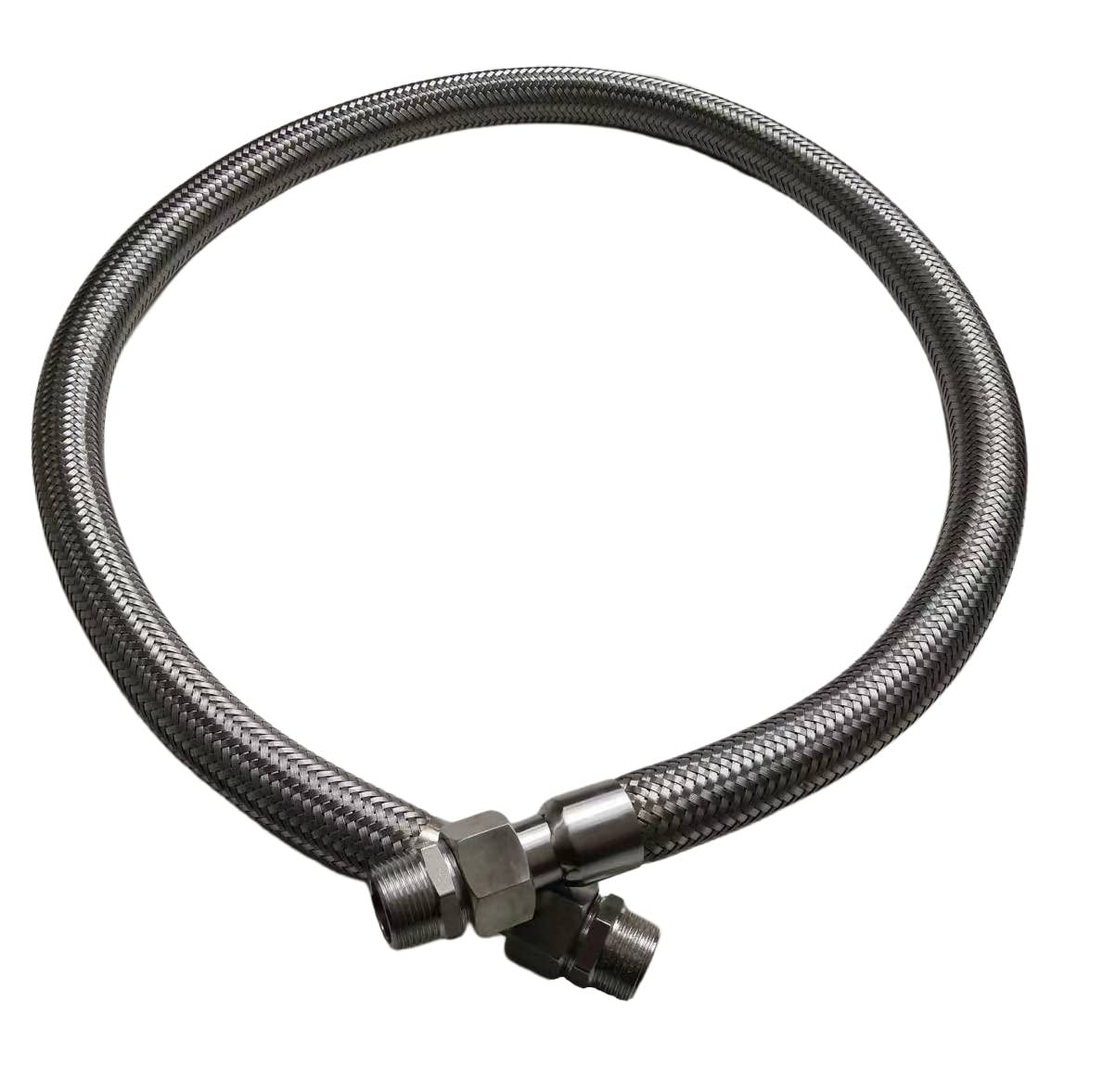 Industrial Grade Compressor Jumper Hose, 1/2" NPT Male x 48" Length, 750°F，450 PSI，Both Sides Fittings Rotate Freely，Flexible Whole body Stainless