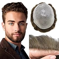 Vista 48 de Toupee para hombres pieza de pelo 0.002 in piel ultra fina para hombre Toupee cabello humano gris sistema de reemplazo para hombres sistema