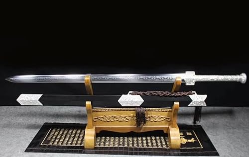 Miniatura 3 de Espada china, Han jian, hecha a mano (hoja de grabado de acero de manganeso alto, vaina de metal) longitud 39 pulgadas