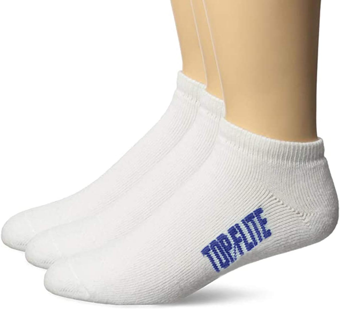Top Flite Men's Sport Full Cushion Low Cut Socks 3 Pair Pack, White, Large (10-13) - Shoe Size 9-13