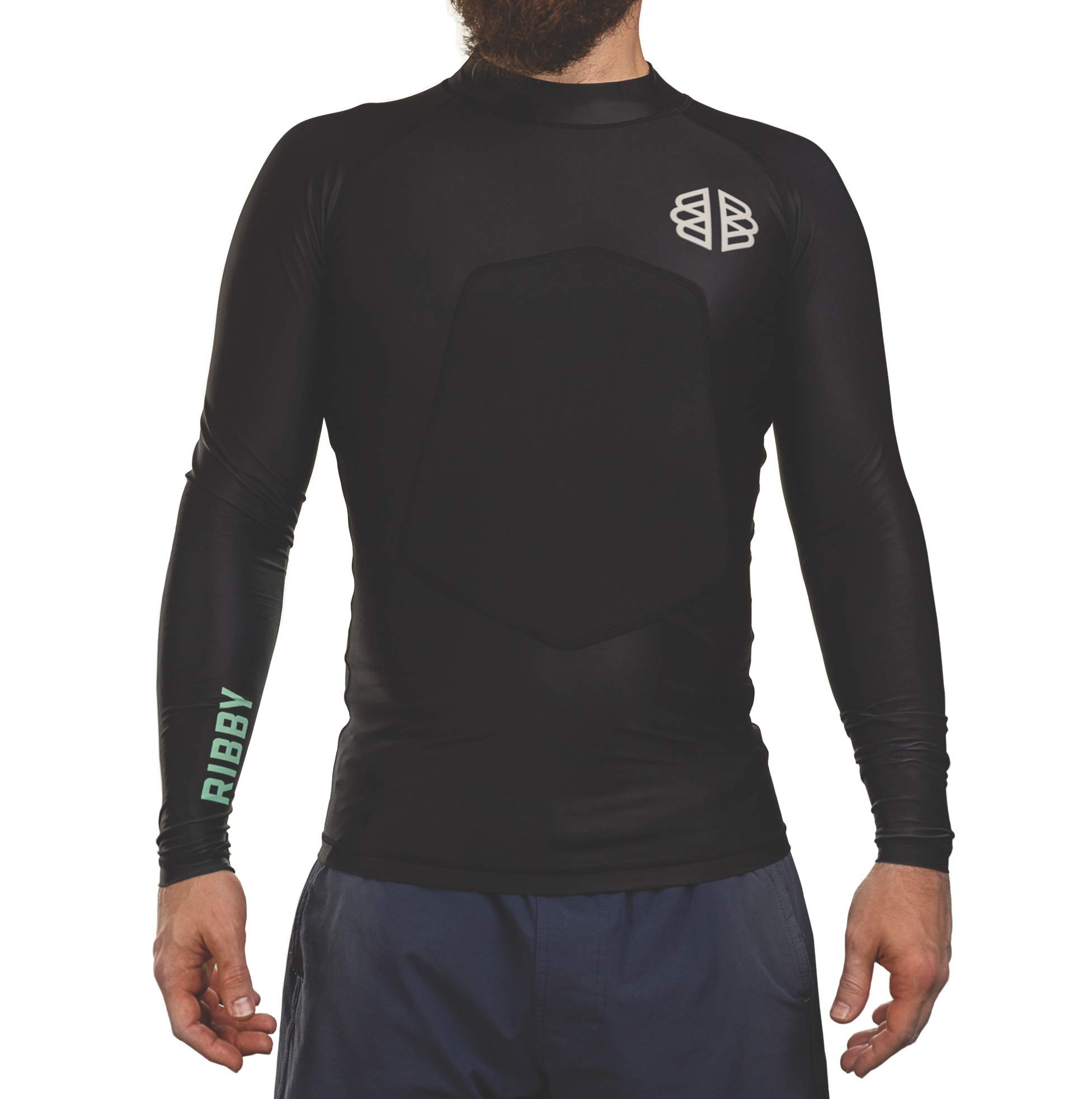 RIBBY SPF 30+ Padded Rash Guard for Surfing, Boogie, Scuba