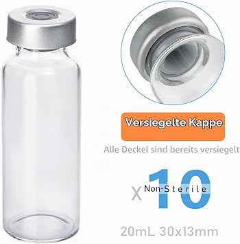 20 ml sealed sample vials glass vials pack of 10