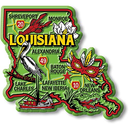 Imán Decorativo de Estado Louisiana 3.2 x 3 Pulgadas