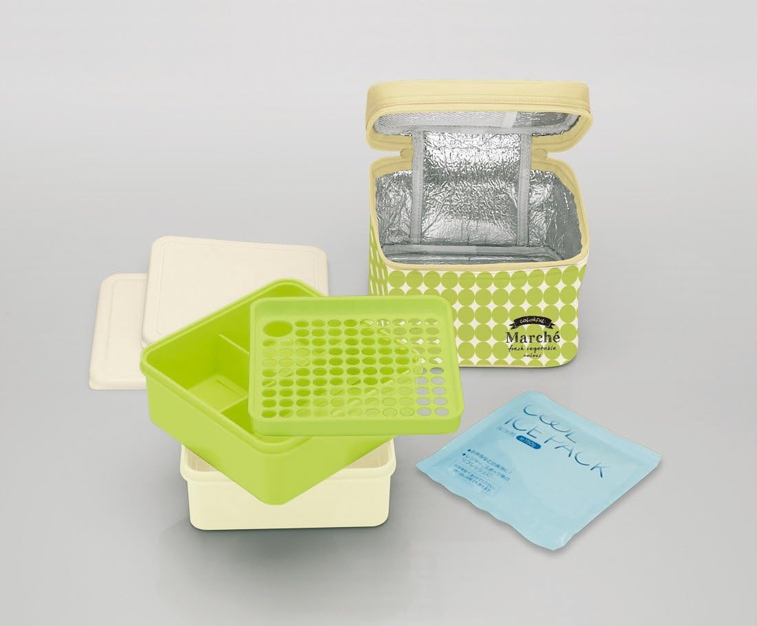 スケーター (skater) 行楽弁当箱 保冷バッグ付 保冷剤付 マルシェカラー アボカド 日本製 2240ml KCPC2