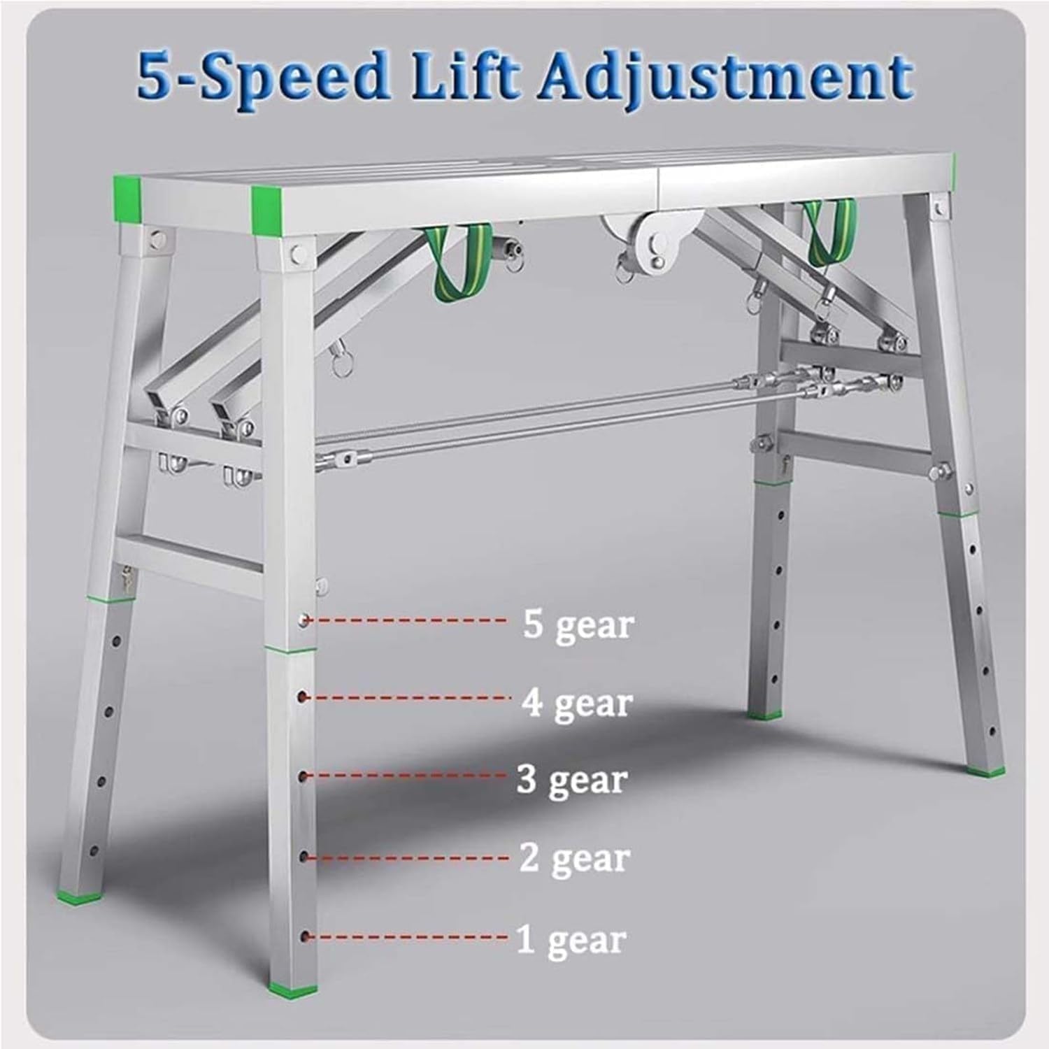 Adjustable Height Work Platform Scaffold Tower Ladder，Folding Steel Scaffolding Ladder ，Portable Work Platform for Decoration Cleaning Construction Household(140cm/4.5f