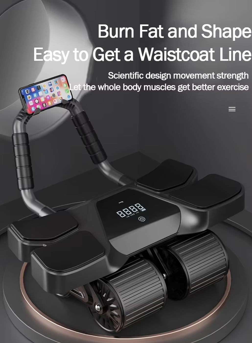Smart Temping Ab Roller con Rimbalzo Automatico e Supporto al Gomito - AB Wheel for Core Allenamento - Attrezzatura per Il Fitness della Palestra per Uomini e Donne