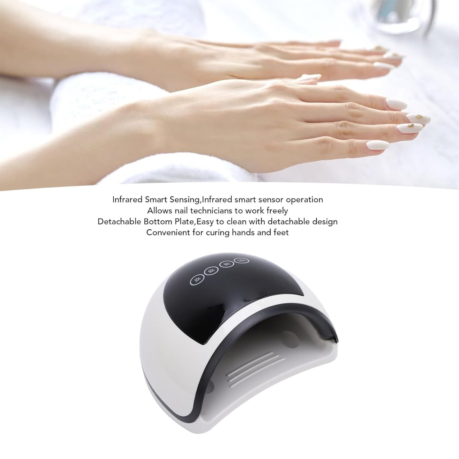 Lampe À Ongles UV LED sans Fil 96 W, Sèche-Ongles Portable avec Écran Tactile LCD Et 39 Perles LED, Capteur Automatique À 4 Minuteries pour Salon Et Usage Domestique