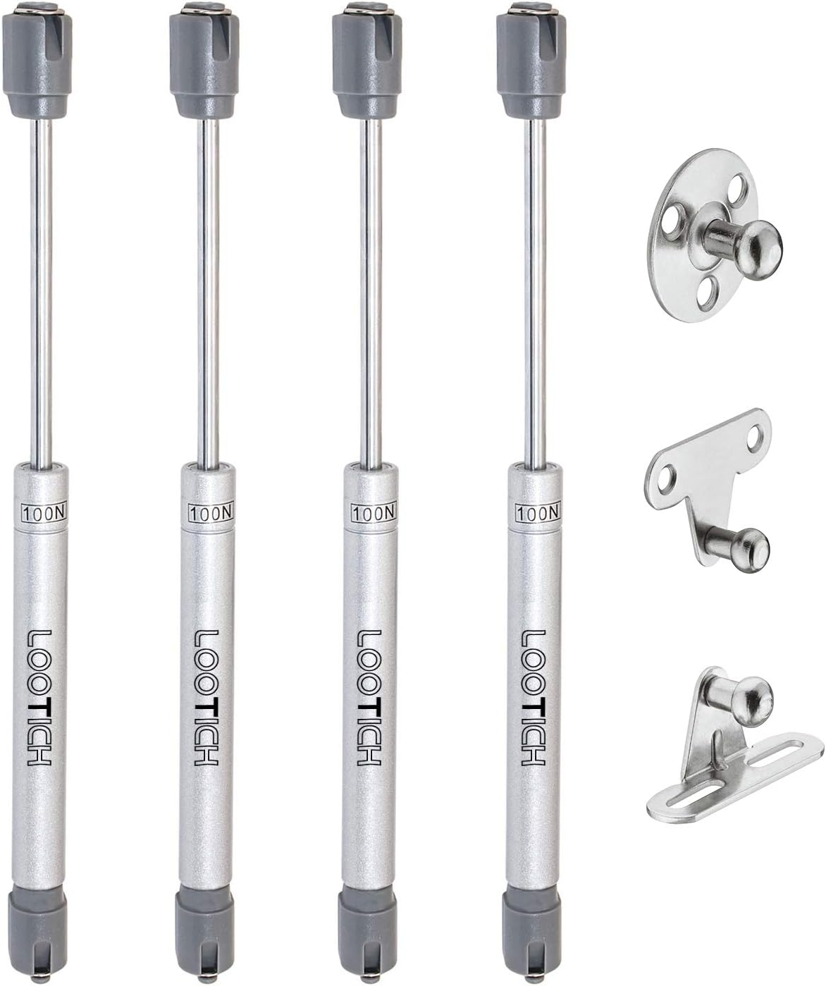 100N Automatic Lid Stay Support Kitchen Cabinet Cupboard Door Toy Box Hydraulic Spring Gas Strut Piston Soft Opening Hinges for Flap Fittings Pack of 4