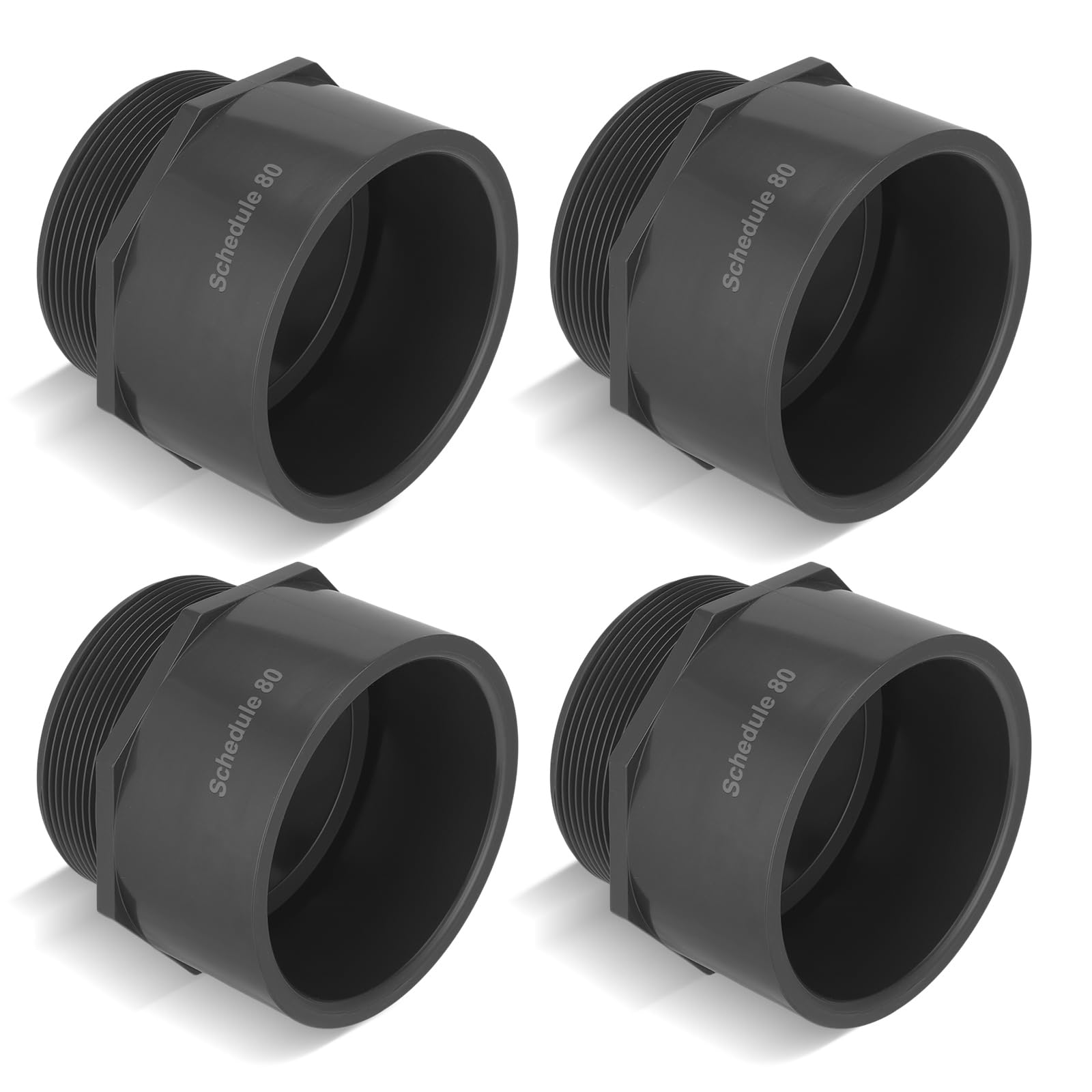 4 Pcs 4 Inch PVC Pipe Fitting Male Adapter Schedule 80 Socket x NPT Compatible with 836 Series Heavy Duty Industrial Grade Corrosion Resistant Plumbing Irrigation Connector for Water