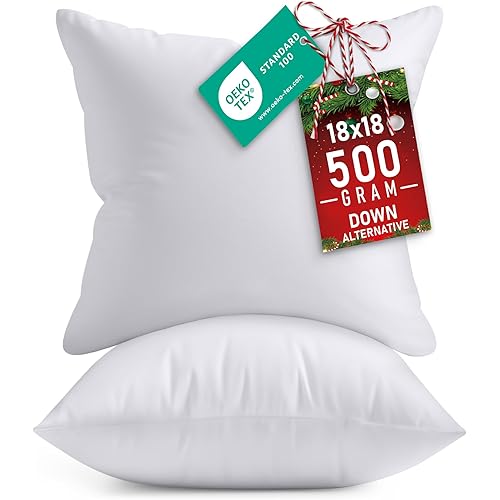 Utopia Bedding Throw Pillows Insert (Pack of 2, White) - 18 x 18 Inches Bed and Couch Pillows - Indoor Decorative Pillow