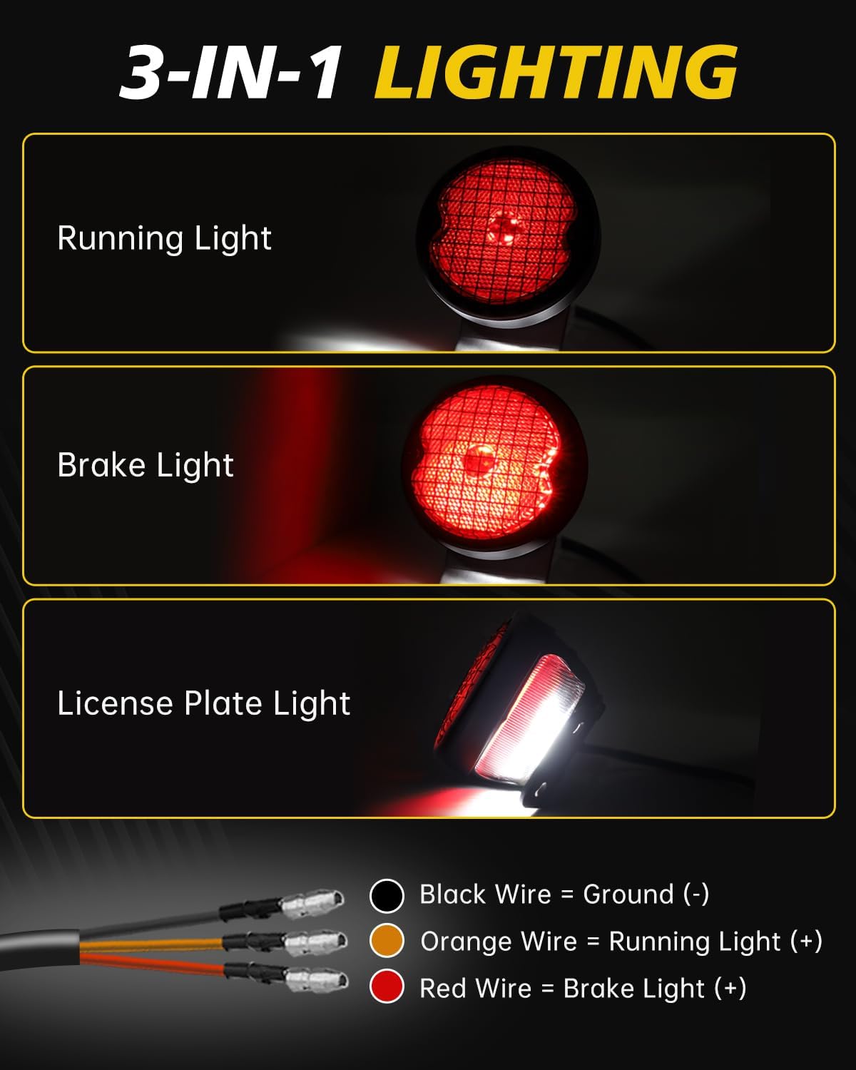 TSUNG Motorcycle LED Tail Light Grille with License Plate Light Rear Brake Stop Light Custom Taillight Compatible with Bobber Chopper Cafe Racer Cruiser Sporster 883 Rebel 500 Shadow (Mesh)