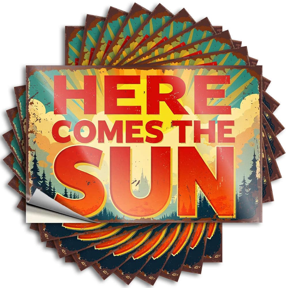 Funny House Decor Bumper Tumbler | Here Comes The Sun. Plush Travel Sticker Pack(12X18CM)