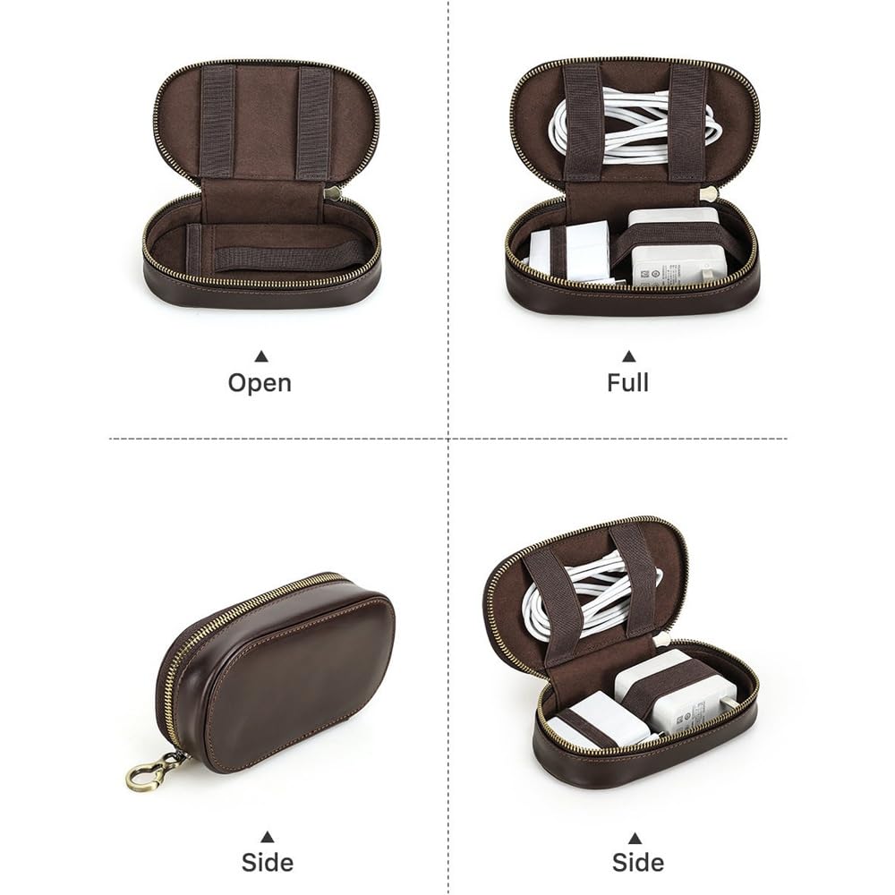 Estuche Organizador de Cables de Viaje de Cuero, Accesorios electrónicos, Bolsa de Transporte, Bolsa de Almacenamiento tecnológico for Cables, Banco de energía