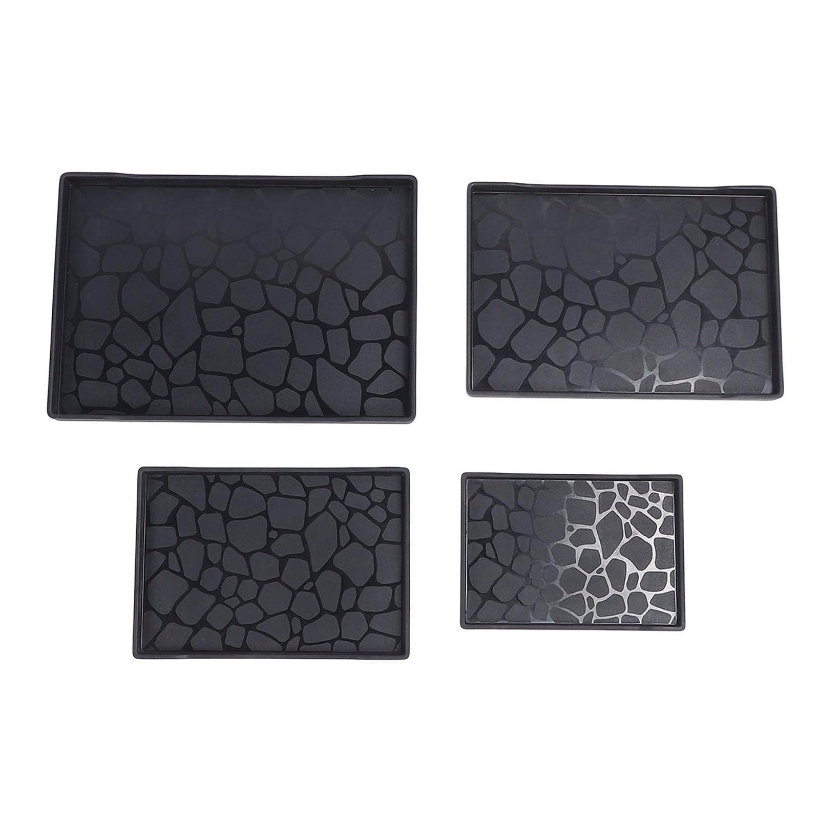 Cryfokt Tacki Owocowe, Lekki Zestaw 4 Wielofunkcyjnej Plastikowej Taca na Dotyk Elegancki Dotyk na Przekąski Owocowe Herbaty (BLACK)