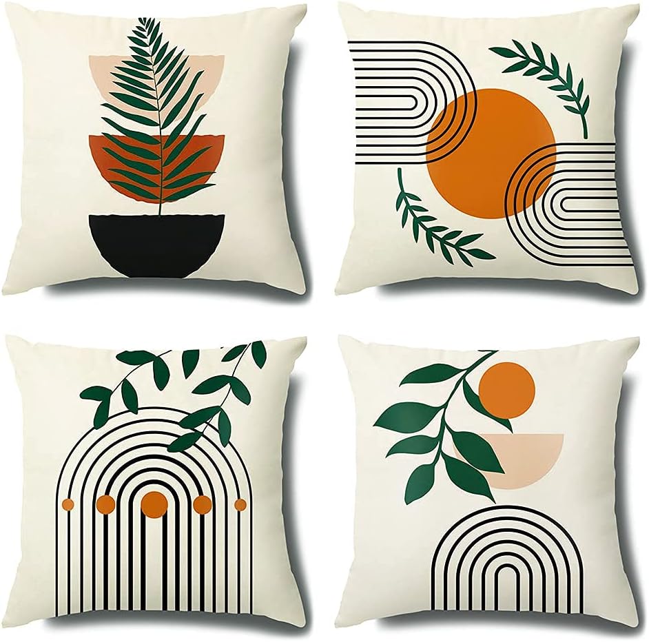 JOTOM Cushion Covers 45x45cm Soft Velvet Decorative Pillow Covers Set of 4 Modern Abstract Painting Leaf Pillowcase Throw Pillow Covers for Sofa Bedroom Couch Home Outdoor Decor (Abstract Geometry A) 10 61yeOGeKwVL. AC SL1001