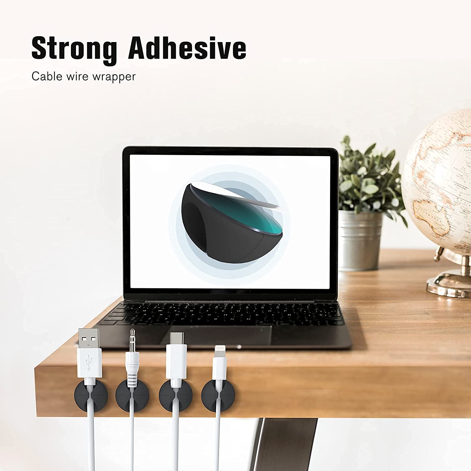 Wire Clips Cable Protector Adhesive Cord Holders for Computer, Office Desk, Car and Home (10 Pack, Black) — Amazon image 8