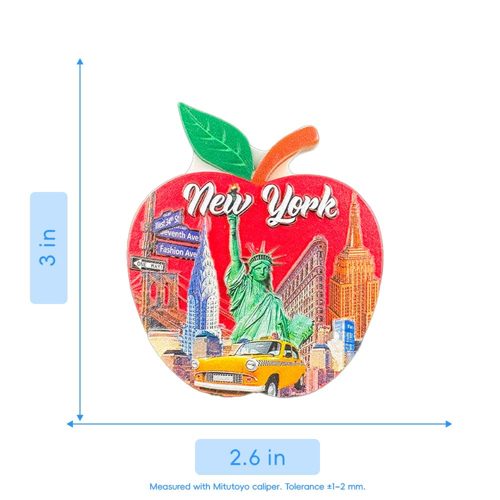 Nowy Jork USA magnes na lodówkę pamiątka podróż żywica duże jabłko kolaż styl dekoracja domu klasyczny punkt orientacyjny rzemiosło