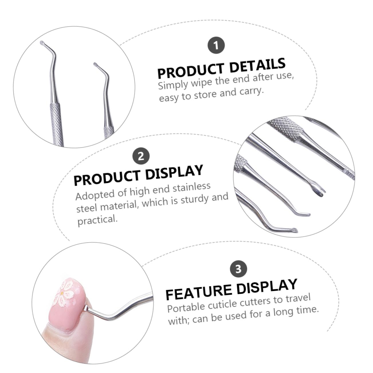 BESTYASH 1 Set Stainless Steel Cuticle Tool Durable Nail Trimmer for Professional Salon Home Use Slip Design Easy to Clean Dead Skin