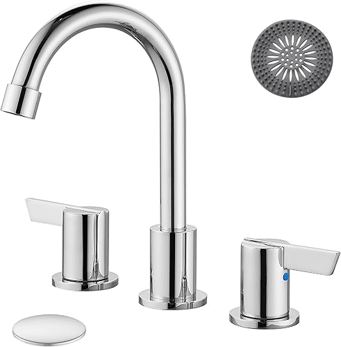 Miniatura 10 de Grifos de baño para fregadero de 3 agujeros de 8 pulgadas, grifo de baño generalizado de níquel cepillado, grifo de tocador de lavabo montado en la