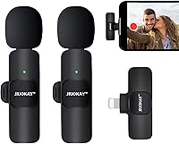 Vista 1 de Paquete de 2 micrófonos lavalier inalámbricos para iPhone iPad, teléfonos con pestañas, micrófono de iPhone para grabación de video, entrevista