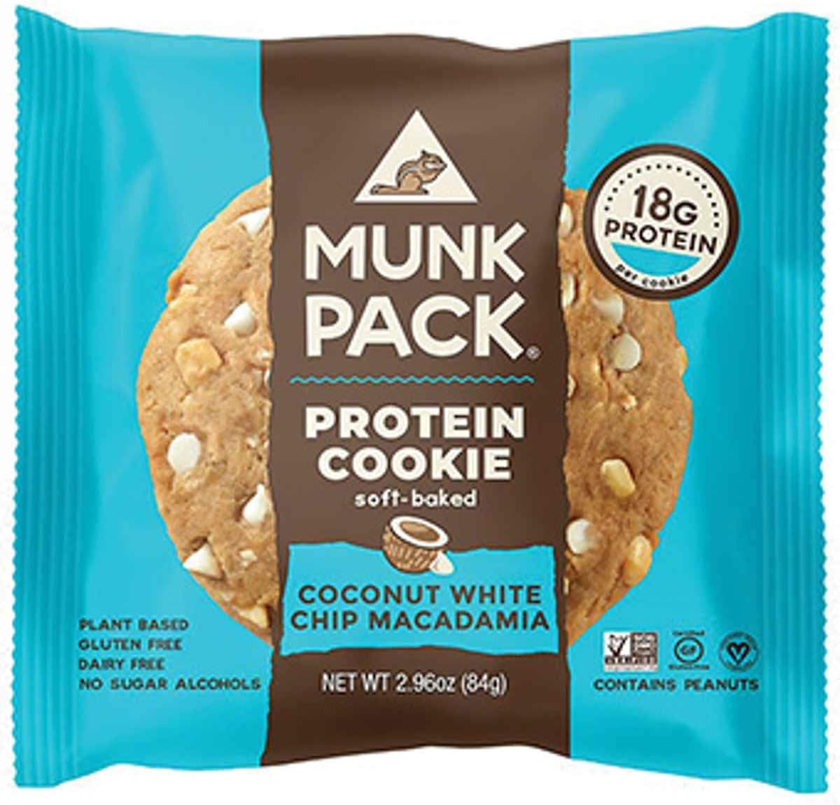 Munk Pack - Coconut White Chocolate Macadamia - 2.96 oz Protein Cookie 6 Pack | Vegan, Gluten Free, 18g of Protein per Cookie