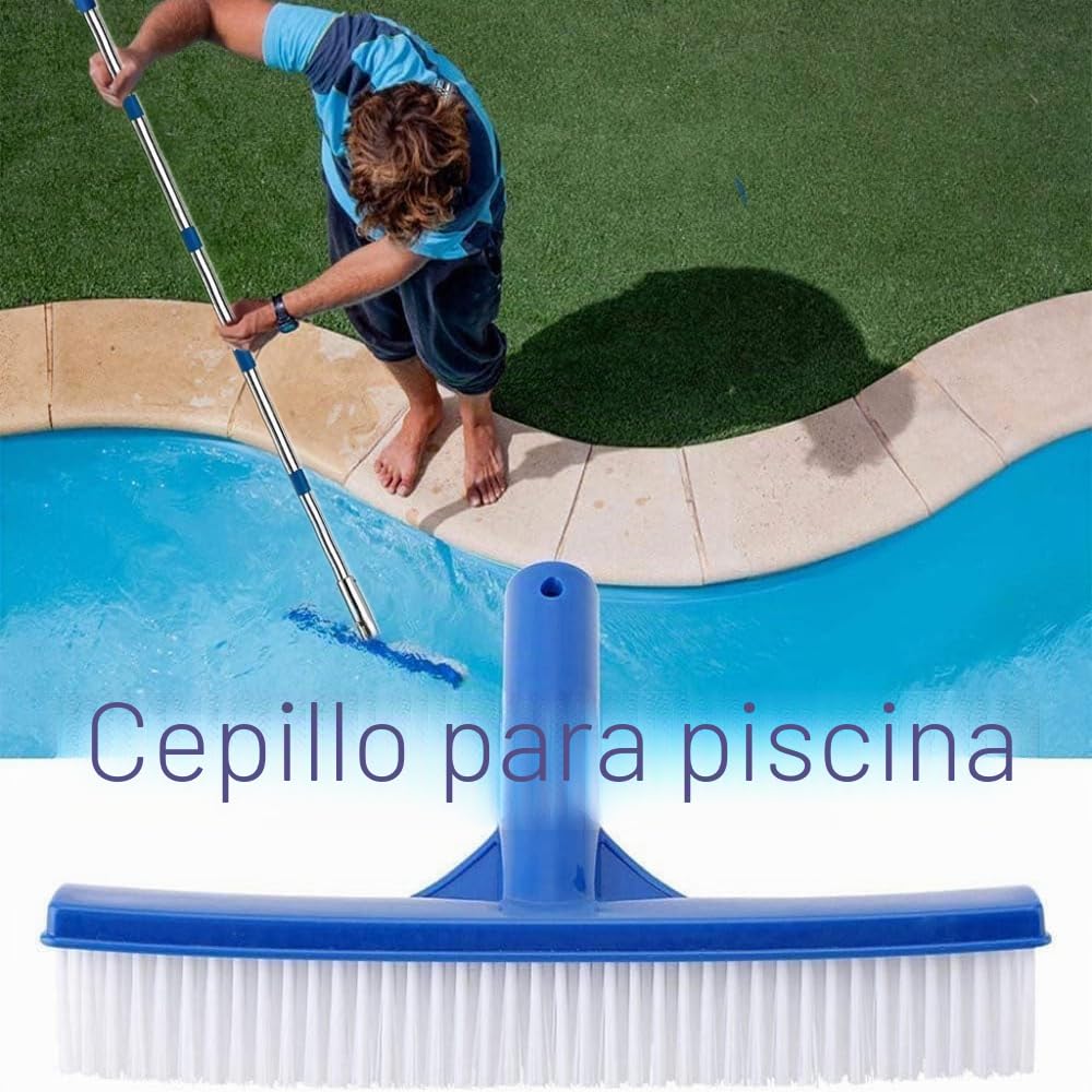 Red Piscina Limpieza con Palo, Red Piscina Malla Fina con Cepillo Piscina, Kit Limpieza Piscina, Recogedor Hojas Piscina, Limpia Piscinas Recoge Hojas, para Piscina, Estanque, Fuente, SPA (220cm)