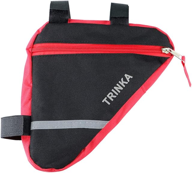 Aiqeer 1 Pcs Red Bike Triangle Bag, Bicycle Front Frame Triangle Bag, Nylon Waterproof Triangle Bag, Double-Sided Reflective Decoration Bike Tool Bag