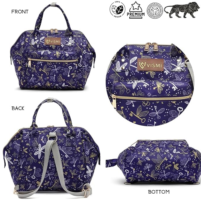 Image of VISMIINTREND Diaper Bag Combo for Mothers for Travel - Includes Mini and Large Diaper Backpack, Solid Premium Febric, Diaper Baby Bag, Maternity Hospital Handbag, Multipocket Stylish Nappy Bag for Mom