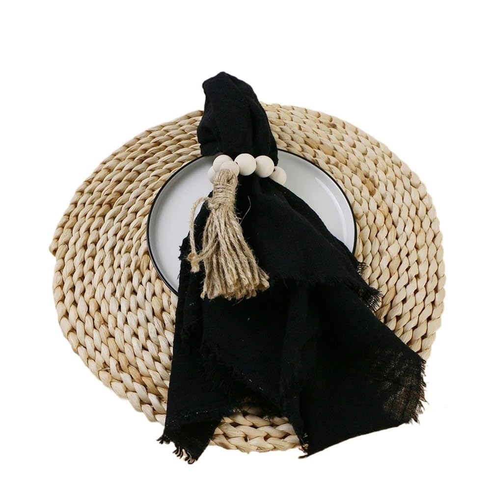 4PCS 42x42cm Cotton Gauze Wedding Napkins,Retro Cheesecloth Table Decor, Muslin Tea Towels Dinner Rustic(4PCS Black)