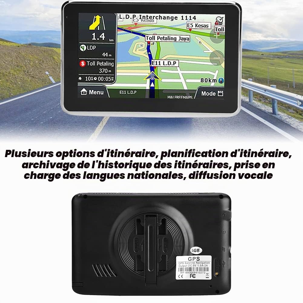 Systèmes de Navigation Automobile Électronique Universel 5 Pouces Écran Tactile Navigateur de Voiture Navigation Ddr256M 8G Mp3 Europe Map 508 Europe Map,