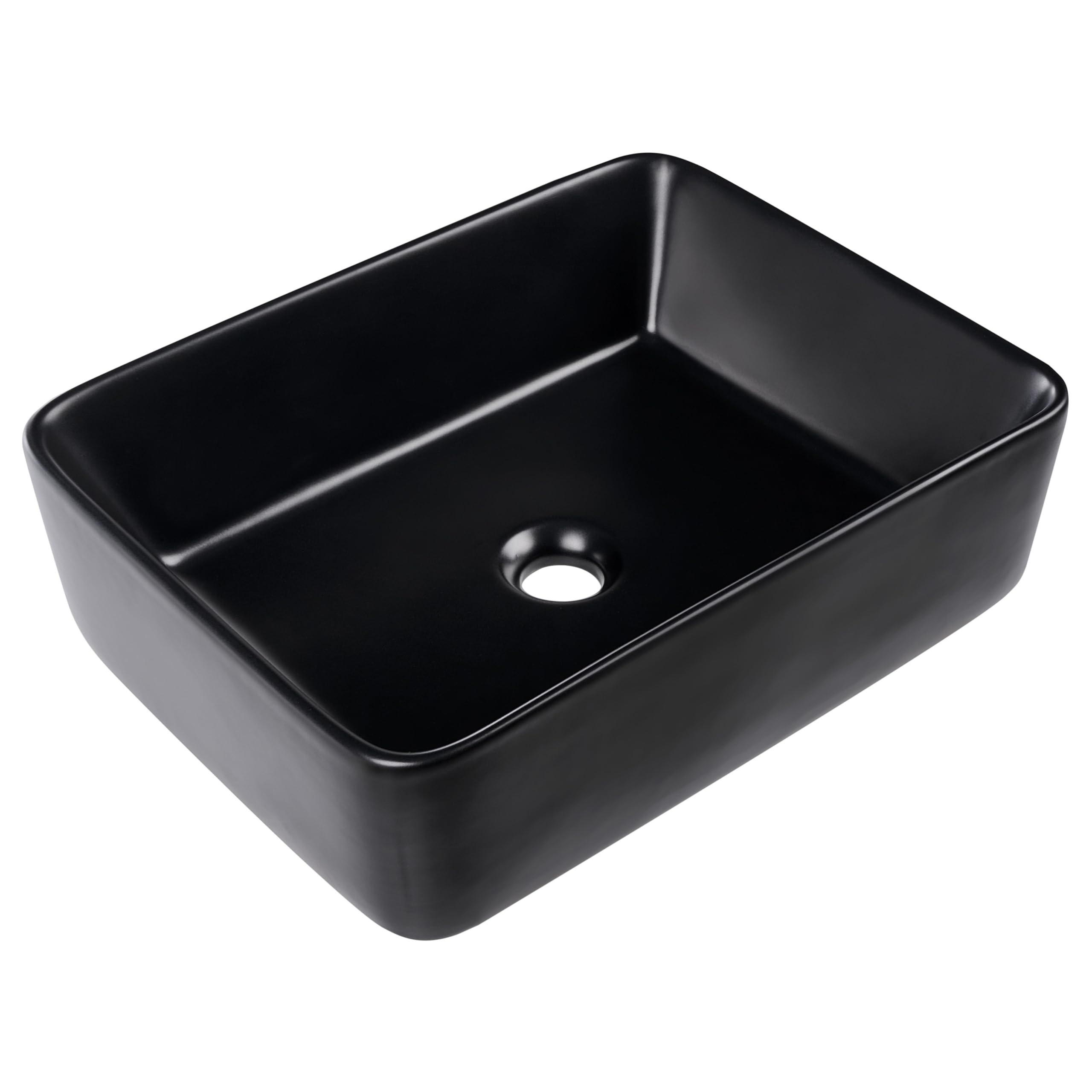 Lavabo de encimera baño cerámica rectangular negro mate 49 x 38 cm Travesia