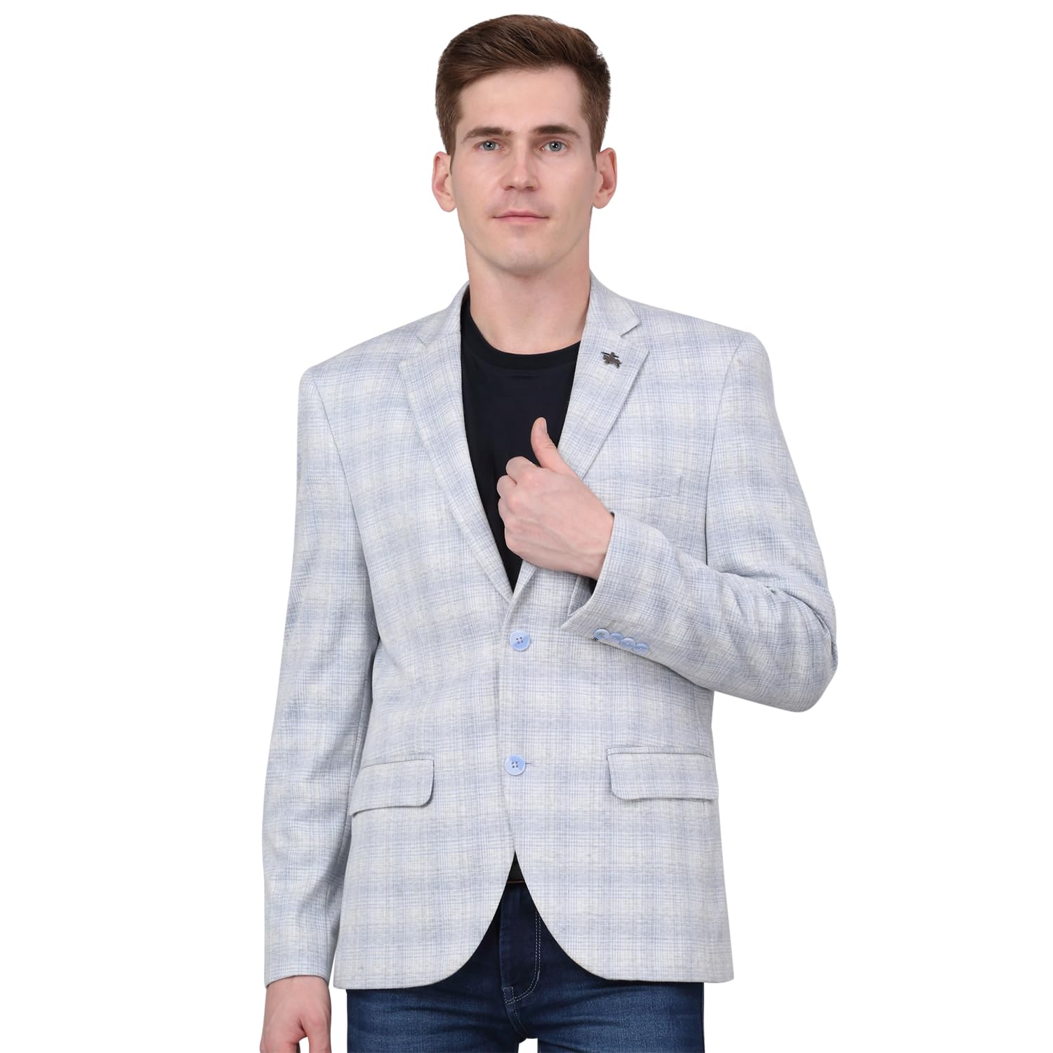 cantabil Checkered Full Sleeves Notch Lapel Casual Blazer for Men | Casual Blazer for Men | Men Blazer for Casual (P_MBZC00073)-picture-50