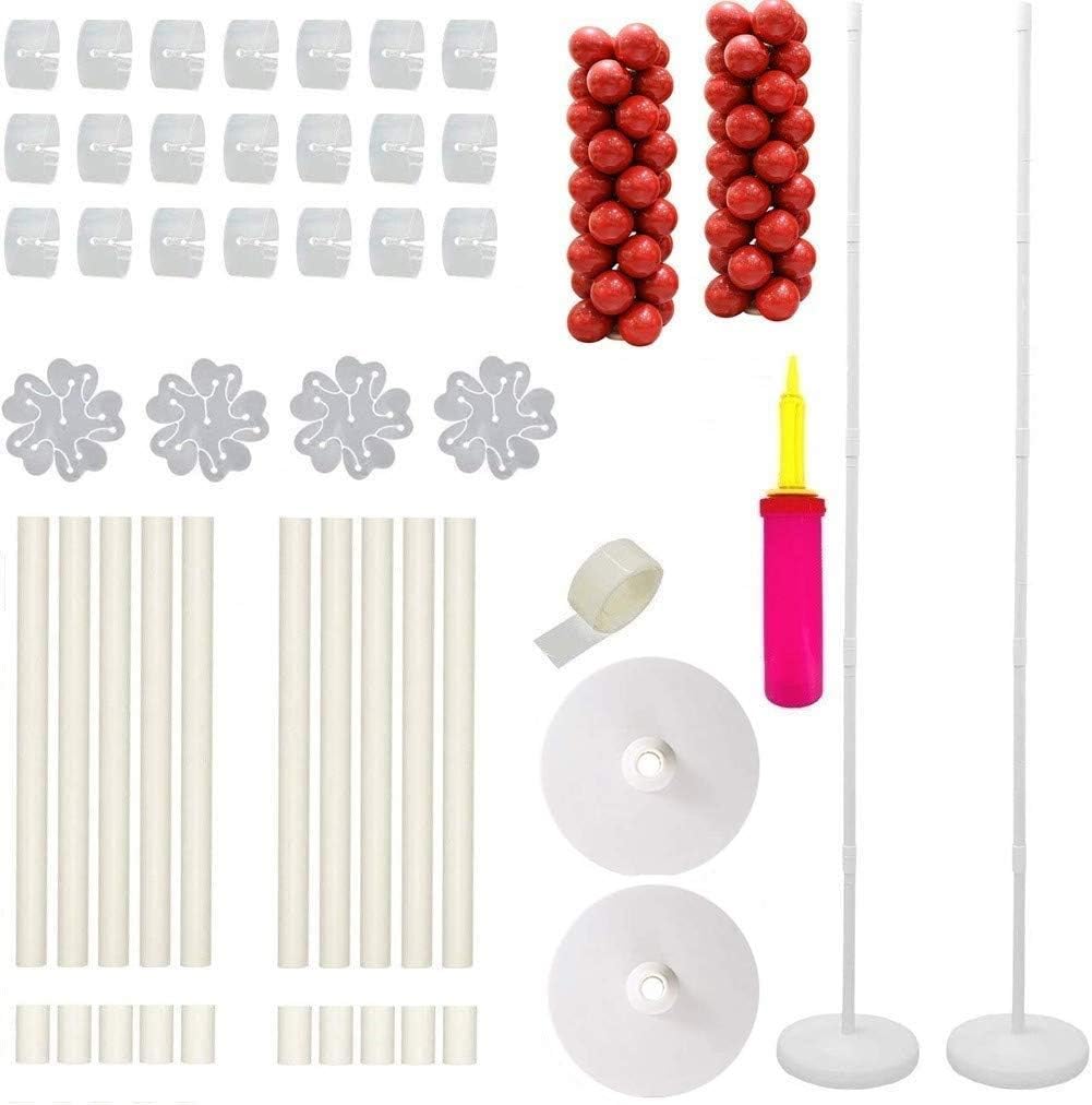 Balloon Column Kit Base Stand,2 Set Ballon Arch Kits with Water Fillable Balloon Base and 50Pcs Balloon Rings for Holiday/Birthday Party/ Wedding/Event Decorations,Height:61 Inch