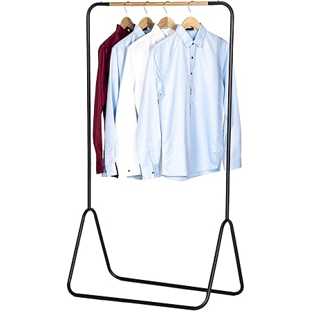 Songmics Hsr23bk Steel Clothes Rack With Clothes Rail Shelf In Lower Area Simple Bedroom Hallway Attic Cellar 92 5 X 33 5 X 153 Cm Matt Black Amazon De Home Kitchen