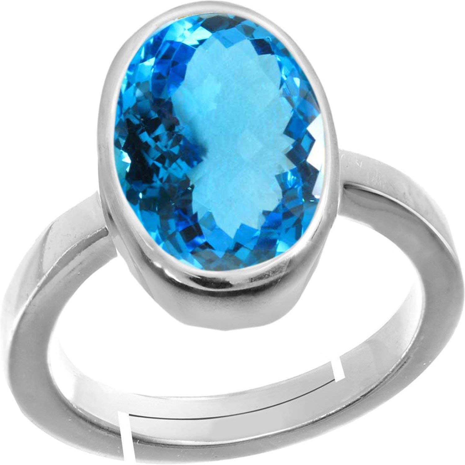 anuj sales Certified 7.00 Ratti 6.50 Carat Special Quality Blue Topaz Free Size Adjustable Ring Silver Plated Gemstone by Lab Certified(Top AAA+) Quality for Man or Women-picture-15